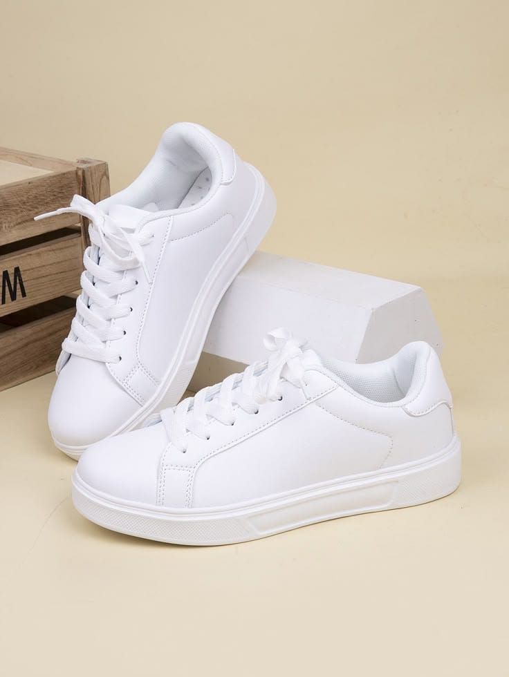 Platform White Leather Sneakers