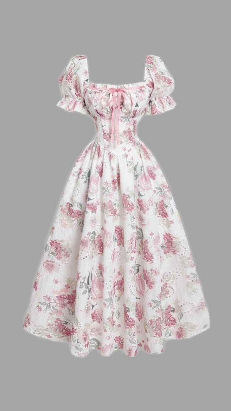 Vintage Floral Ruffle Dress — Blush